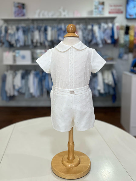 BOY BAPTISM SHORT SLEEVE SHIRT WITH SHORT IVORY SET