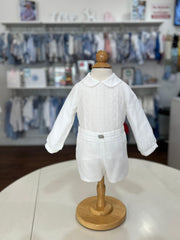 BOY BAPTISM LONG SLEEVE SHIRT WITH SHORT SET