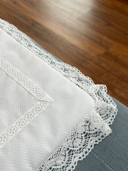 PIQUE EMBROIDERED LACE BABY BASSINET COVER SET