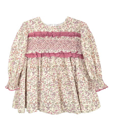 GIRL FLORAL GAUZE BOW AND RUFFLE DRESS LAUREN