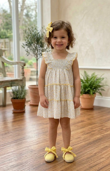 GIRLS FLORAL WITH RUFFLE SLEEVE DRESS