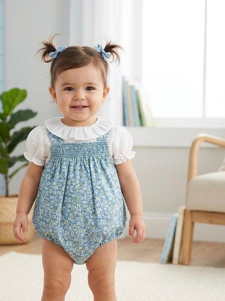 GIRLS FLORAL ROMPER AND BLOUSE 2P SET RAVENA