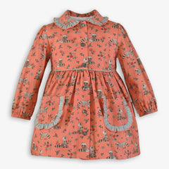 GIRL FLOWERS MAPACHE PRINT DRESS