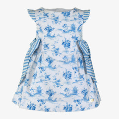 GIRL BLUE FOREST AND BOWS SHORT DRESS