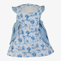 GIRL BLUE FOREST AND BOWS SHORT DRESS