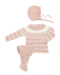 NEWBORN OPENWORK WHITE COMBINED 3P SET