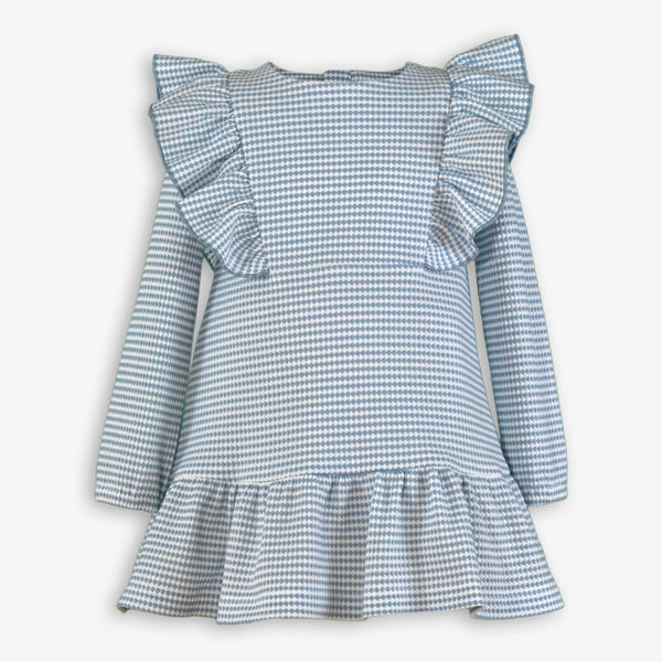 GIRL LONG SLEEVE RUFFLE DETAILS DRESS