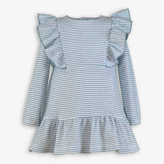 GIRL LONG SLEEVE RUFFLE DETAILS DRESS