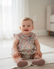 BABY FLORAL PRINT AND SMOCK COLLAR JESUSIN SET
