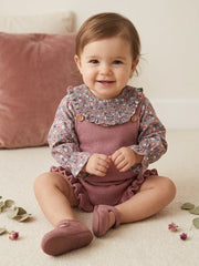 BABY KNITTED ROMPER WITH FLORAL BLOUSE SET CACHEMIRA