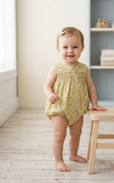 BABY GIRL FLORAL AND BUTTONS ROMPER RAVENA