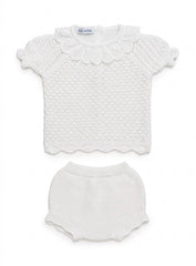 GIRLS KNITTED SHIRT DELICATE AND LACE COLLAR WITH BLOOMER 2P SET
