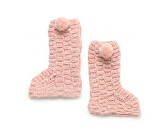 SQUARED WITH POMPONS KNITTED BOOTS