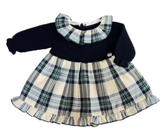 GIRL SQUARED RUFFLE COLLAR KNITTED DRESS