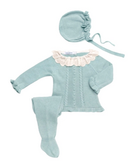 NEWBORN KNIT DOTS AND LACE COLLAR COLLAR 3P SET