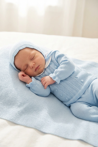 LIGHT BLUE NEWBORN BOBBLES AND COLLAR 3P SET