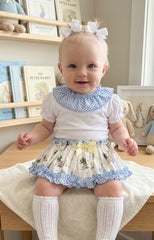 GIRLS BUNNIES WITH PLAID RUFFLE BLOOMER AND BLOUSE 2P SET