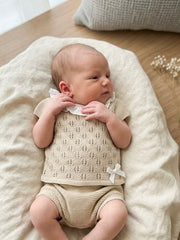 GIRLS KNITTED MIXED RUFFLE COLLAR SHIRT AND BLOOMER 2P SET