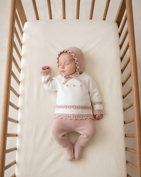 NEWBORN KNIT EYELET YOKE 3P SET
