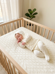BABY RHOMBUS OPENWORK BLANKET AND NEWBORN 4P SET