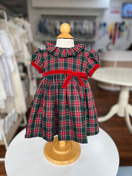 GIRLS CLASSIC TARTAN PUFF SLEEVE DRESS
