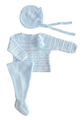 NEWBORN WHITE STRIPES AND POM POM 3P SET