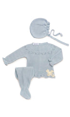 NEWBORN KNIT DOTS AND LACE BOW 3P SET