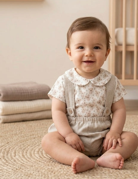 BOYS KOALA SHIRT AND LINEN ROMPER 2P