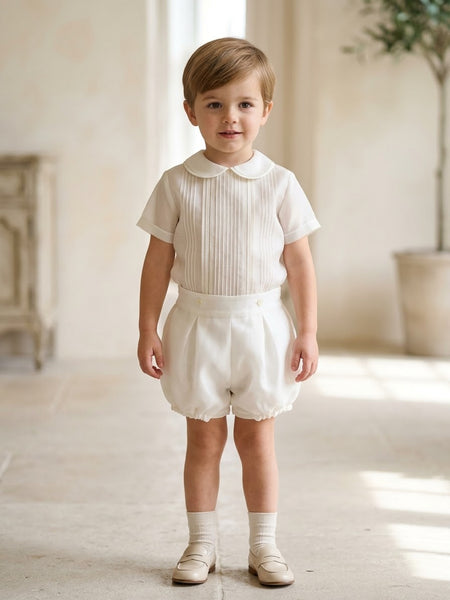 BOY TRADITIONAL PETER PAN COLLAR BAPTISM 2P SET CRISTAL