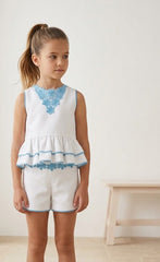 TURQUOISE FLOWER SHORT SET
