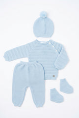 LIGHT BLUE NEWBORN STRIPES WITH BOOTIES 4P SET