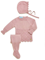 NEWBORN PLAID OPENWORK 3P SET