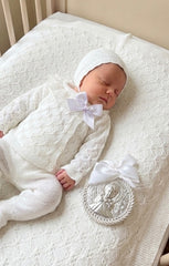 BABY RHOMBUS OPENWORK BLANKET AND NEWBORN 4P SET