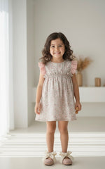 VESTIDO DE NIÑA CON MANGAS CON VOLANTES Y ESTAMPADO LIBERTY MALTA