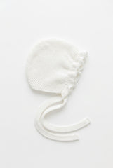 WHITE BABY KNITTED BONNET