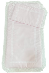 PIQUE EMBROIDERED LACE BABY BASSINET COVER SET