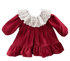 GIRL LACE COLLAR VELVET DRESS