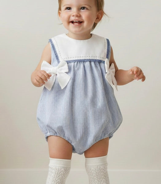 BABY GIRLS STRIPED AND BOWS ROMPER FANTASIA