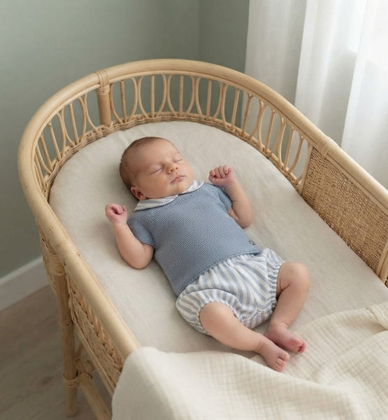 BOYS STRIPED COLLAR KNITTED SHIRT AND STRIPED SHORT 2P SET