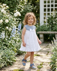 VESTIDO DE NIÑA DE PUNTO Y PLUMETI