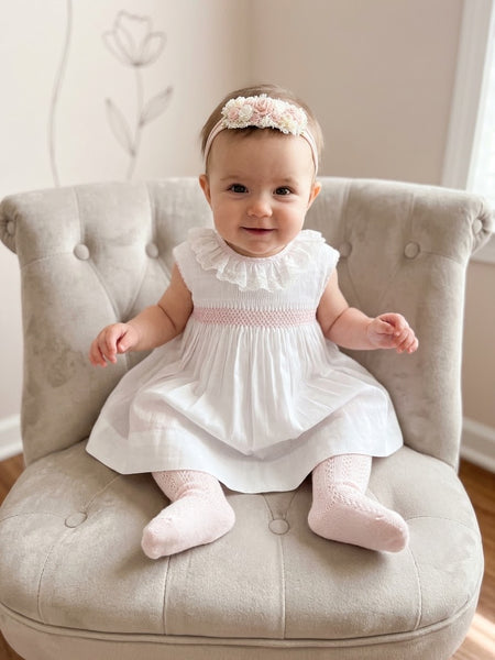 CLASSIC PUNTO SMOCK WHITE DRESS