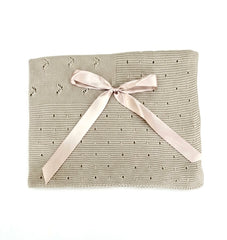 BABY SQUARED UVES BOW KNITTED BLANKET