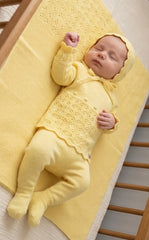 BABY PLAID OPENWORK BLANKET AND NEWBORN 4P SET
