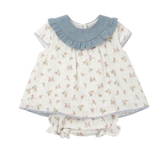 GIRLS FLORAL AND BIRDS DRESS WITH BLOOMER 2P PROVENZAL