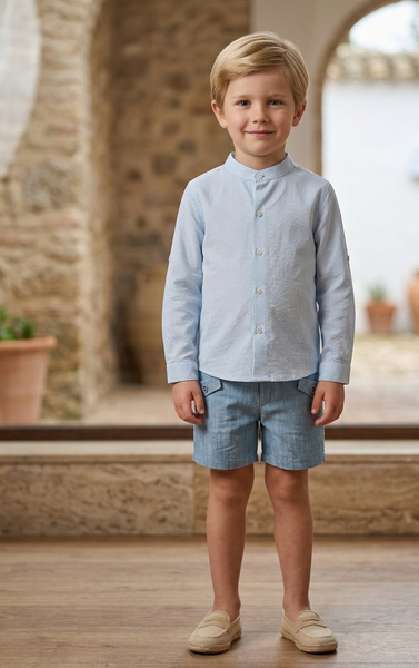 BOYS PIN CHECK SHIRT AND SHORT 2P ALFARERIA