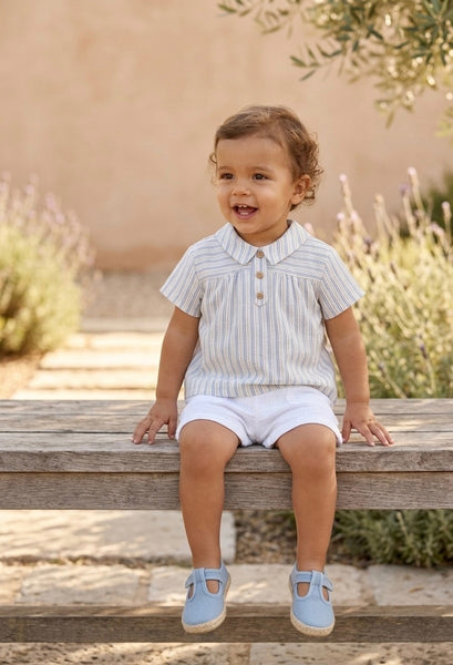 BOYS GAUZE SHORT AND SHIRT WITH COLLAR 2P DECORACION