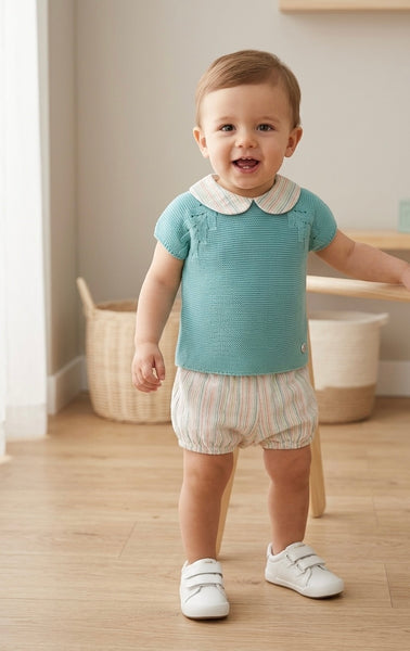 BABY COLORED STRIPED SHORT AND KNITTED SHIRT 2P