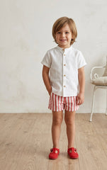 BOYS RED STRIPED SHORT AND SHIRT 2P SET LIVORNO