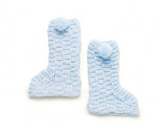 SQUARED WITH POMPONS KNITTED BOOTS