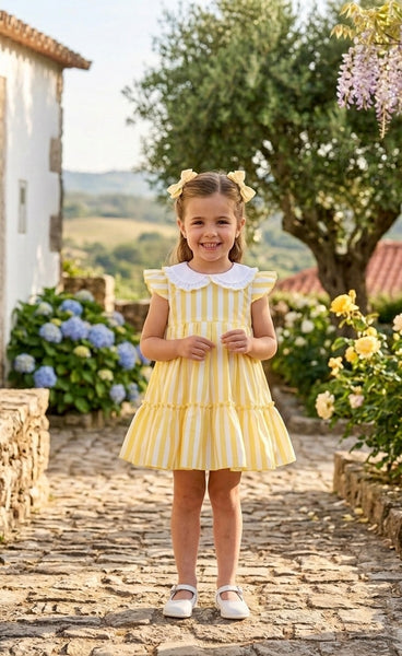 GIRLS YELLOW STRIPED DRESS